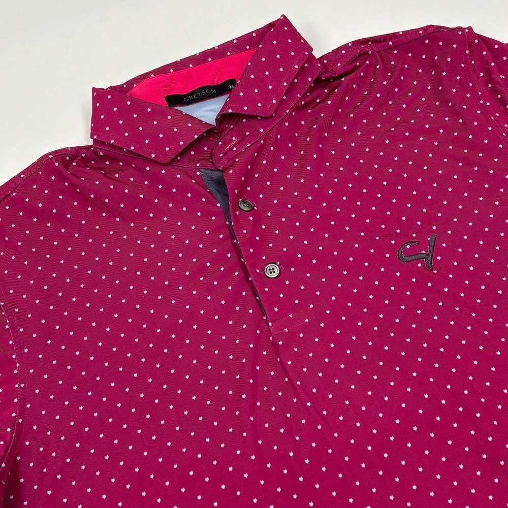 Greyson Clothiers Men's M Polyester Golf Polo Magenta Pink Logo Shirt